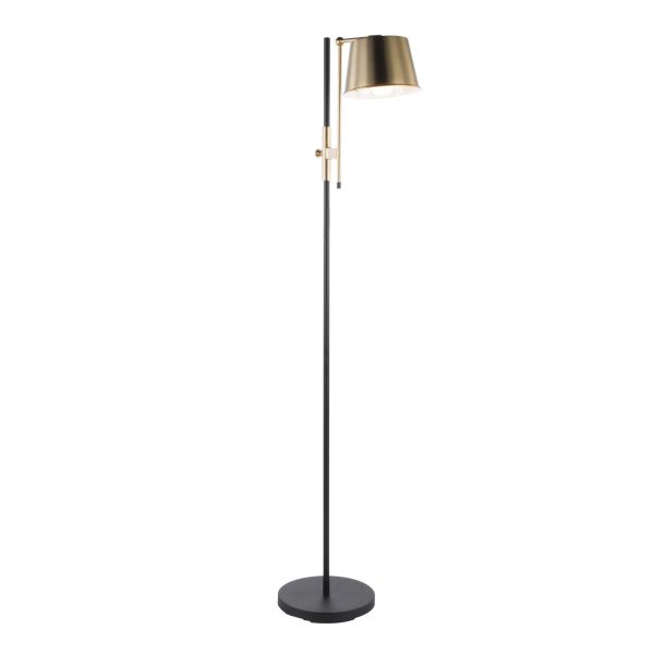 Metric Industrial Black and Antique Brass Adjustable Floor Lamp 5