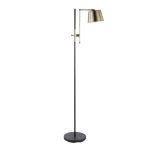 Metric Industrial Black and Antique Brass Adjustable Floor Lamp