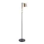 Metric Industrial Black and Antique Brass Adjustable Floor Lamp