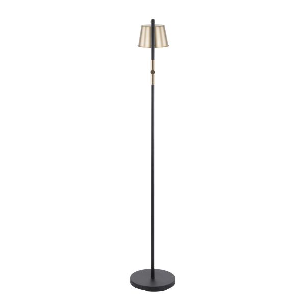 Metric Industrial Black and Antique Brass Adjustable Floor Lamp 9