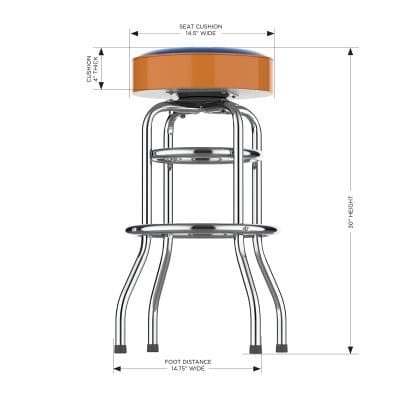 Mets Chrome Bar Stool American Made Team Colors and Logos