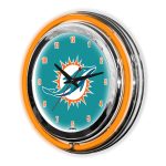 Miami Dolphins 14 Inch Neon Chrome Clock