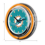 Miami Dolphins 14 Inch Neon Chrome Clock