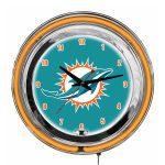 Miami Dolphins 14 Inch Neon Chrome Clock