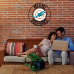 Miami Dolphins 24 inch Wrought Iron Wall Art
