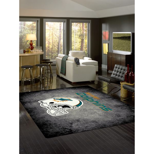 Miami Dolphins 8x11 Distressed Area Rug 2