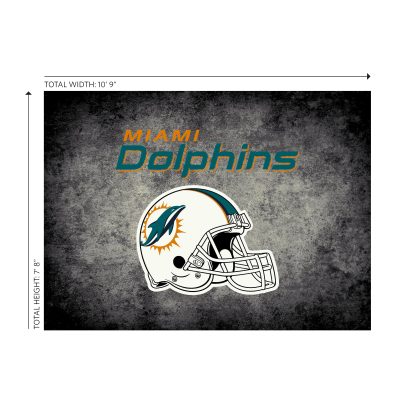 Miami Dolphins 8x11 Distressed Area Rug