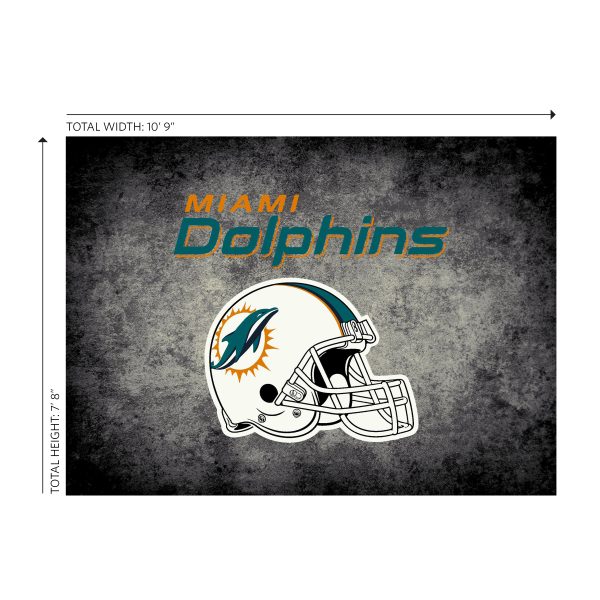 Miami Dolphins 8x11 Distressed Area Rug