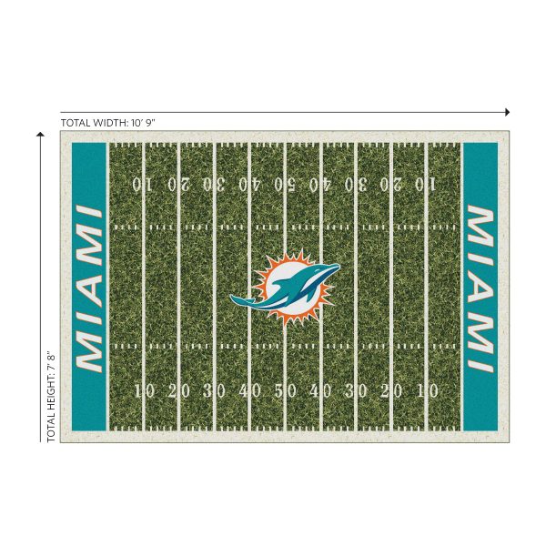 Miami Dolphins 8x11 Homefield Football Field Premium Nylon Rug 1