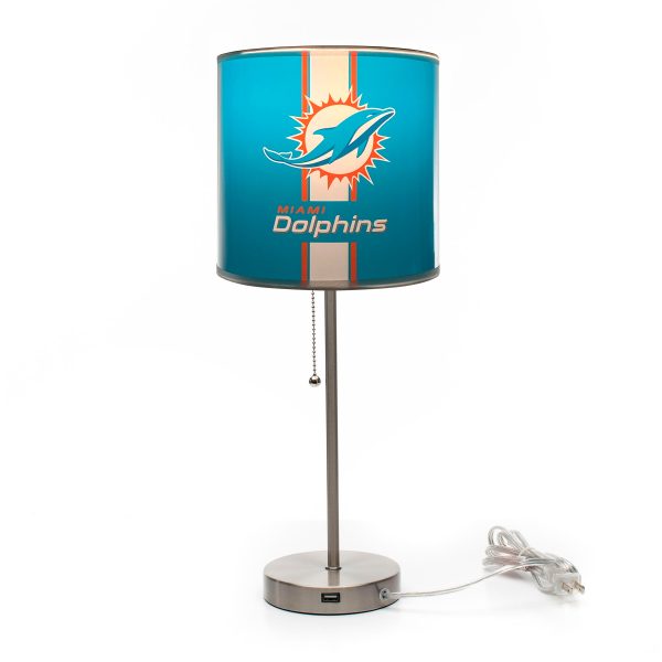 Miami Dolphins Chrome USB Charging Lamp with Shade Insert 3