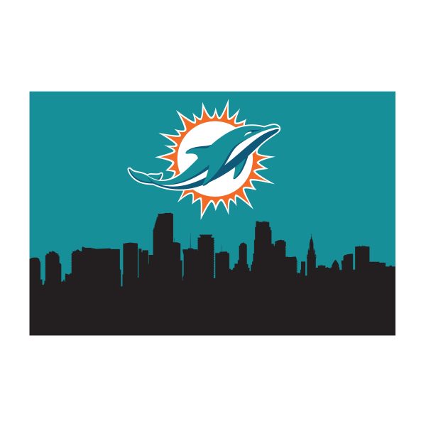 Miami Dolphins Cityscape 2x3 Washable Area Rug 1