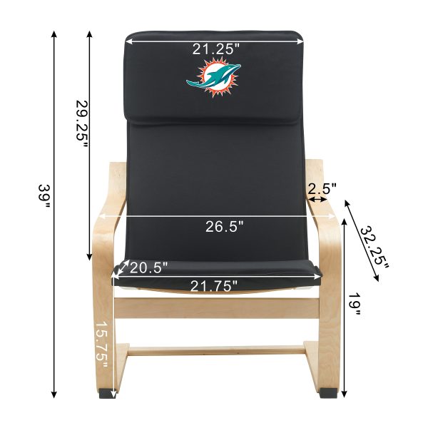 Miami Dolphins Embroidered Birch Bentwood Accent Chair 5