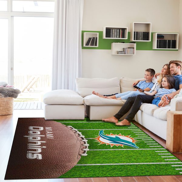 Miami Dolphins Football Field Washable 5x7 Area Rug 1