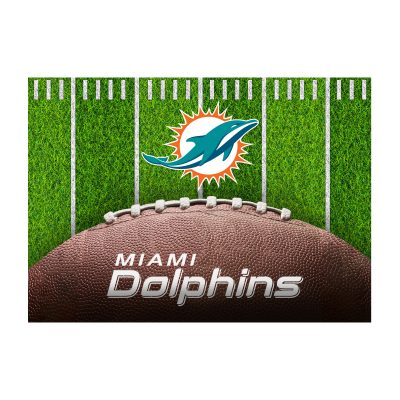 Miami Dolphins Football Field Washable 5x7 Area Rug