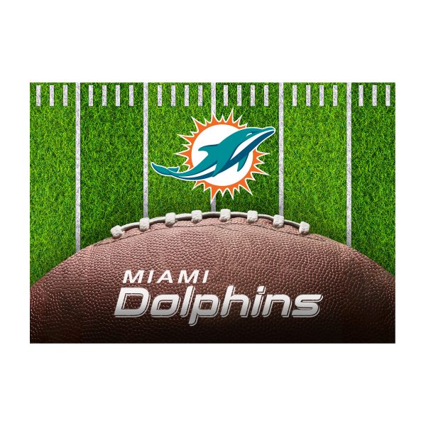 Miami Dolphins Football Field Washable 5x7 Area Rug