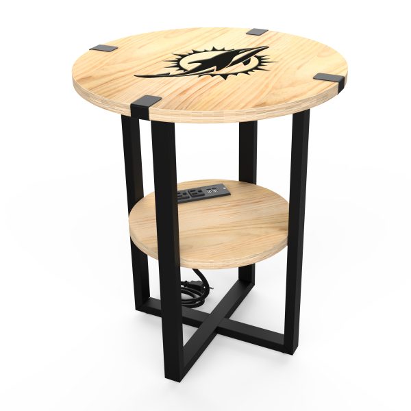 Miami Dolphins Laser Etched Charging Station Side Table 2