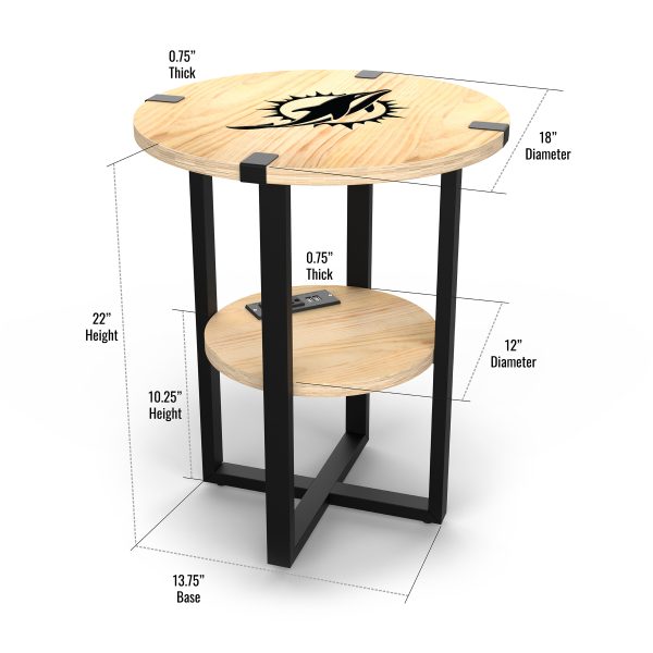 Miami Dolphins Laser Etched Charging Station Side Table