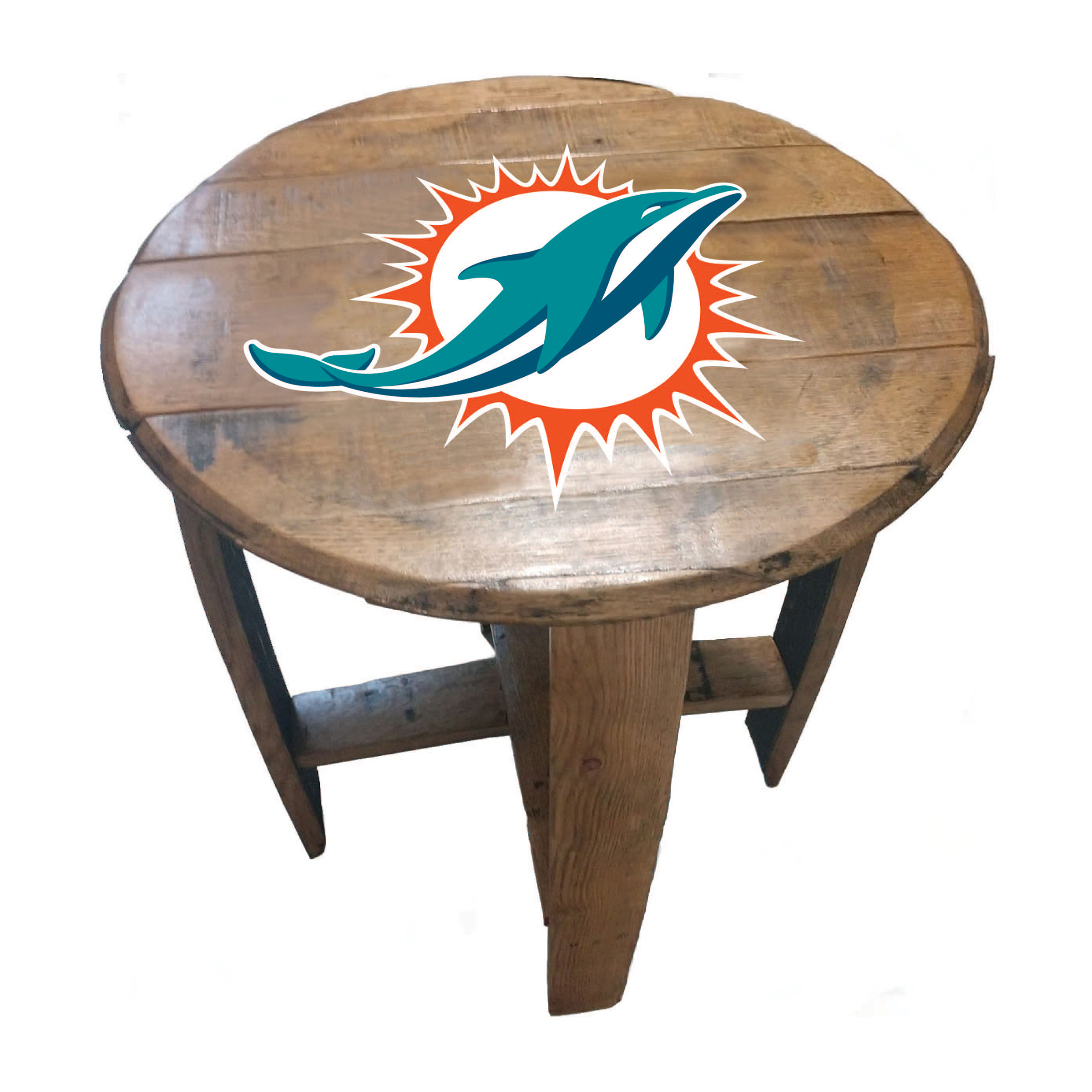 Miami Dolphins Oak Barrel Side Table 2 Miami Dolphins Oak Barrel Side Table - Image 2