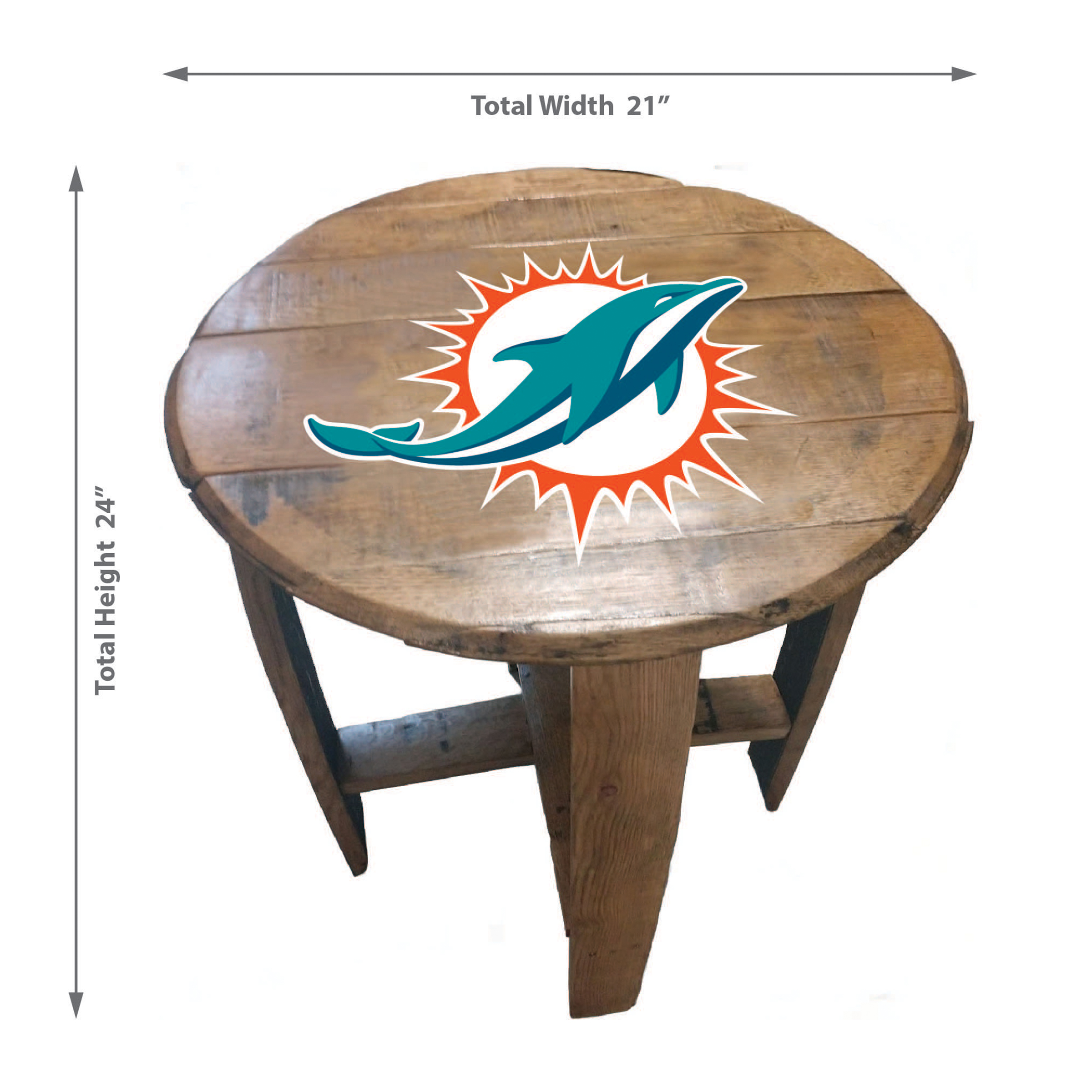 Miami Dolphins Oak Barrel Side Table 1 Miami Dolphins Oak Barrel Side Table
