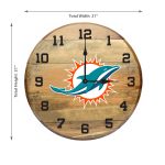 Miami Dolphins Oak Whiskey Barrel Clock