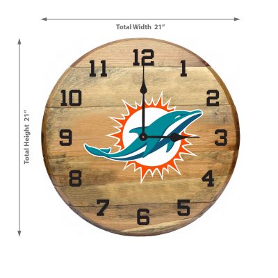 Miami Dolphins Oak Whiskey Barrel Clock