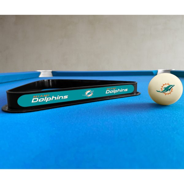 Miami Dolphins Polyester Billiard Cue Ball and Rack Set 5