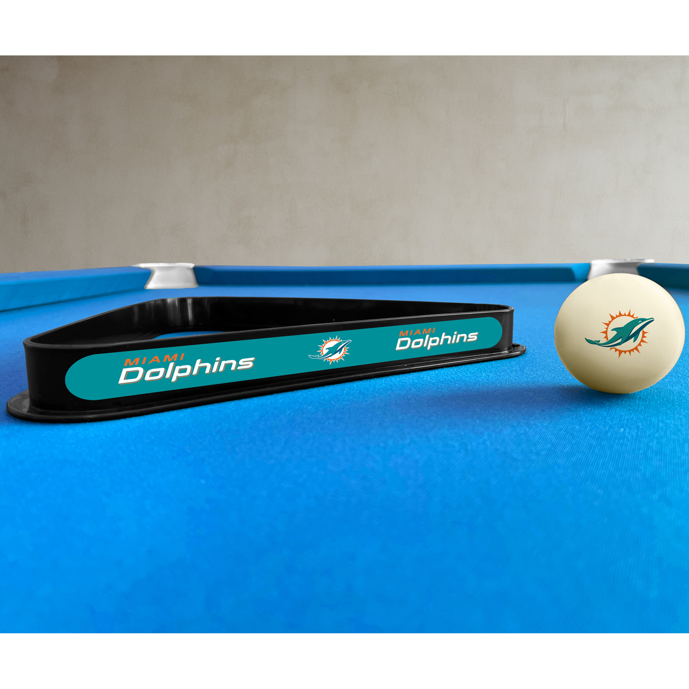 Miami Dolphins Polyester Billiard Cue Ball and Rack Set 6 Miami Dolphins Polyester Billiard Cue Ball and Rack Set - Image 6