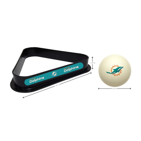 Miami Dolphins Polyester Billiard Cue Ball and Rack Set