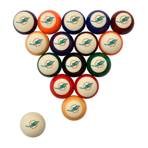 Miami Dolphins Polyester Retro Billiard Ball Set Officially Licensed 1