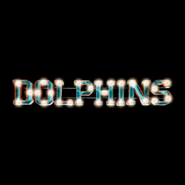 Miami Dolphins Recycled Metal Lighted Wordmark Logo Sign 3