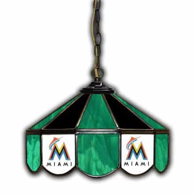 Miami Marlins 14 Inch Stained Glass Hanging Pub Light