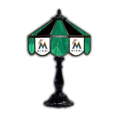 Miami Marlins Tiffany Style 21 Inch Glass Table Lamp