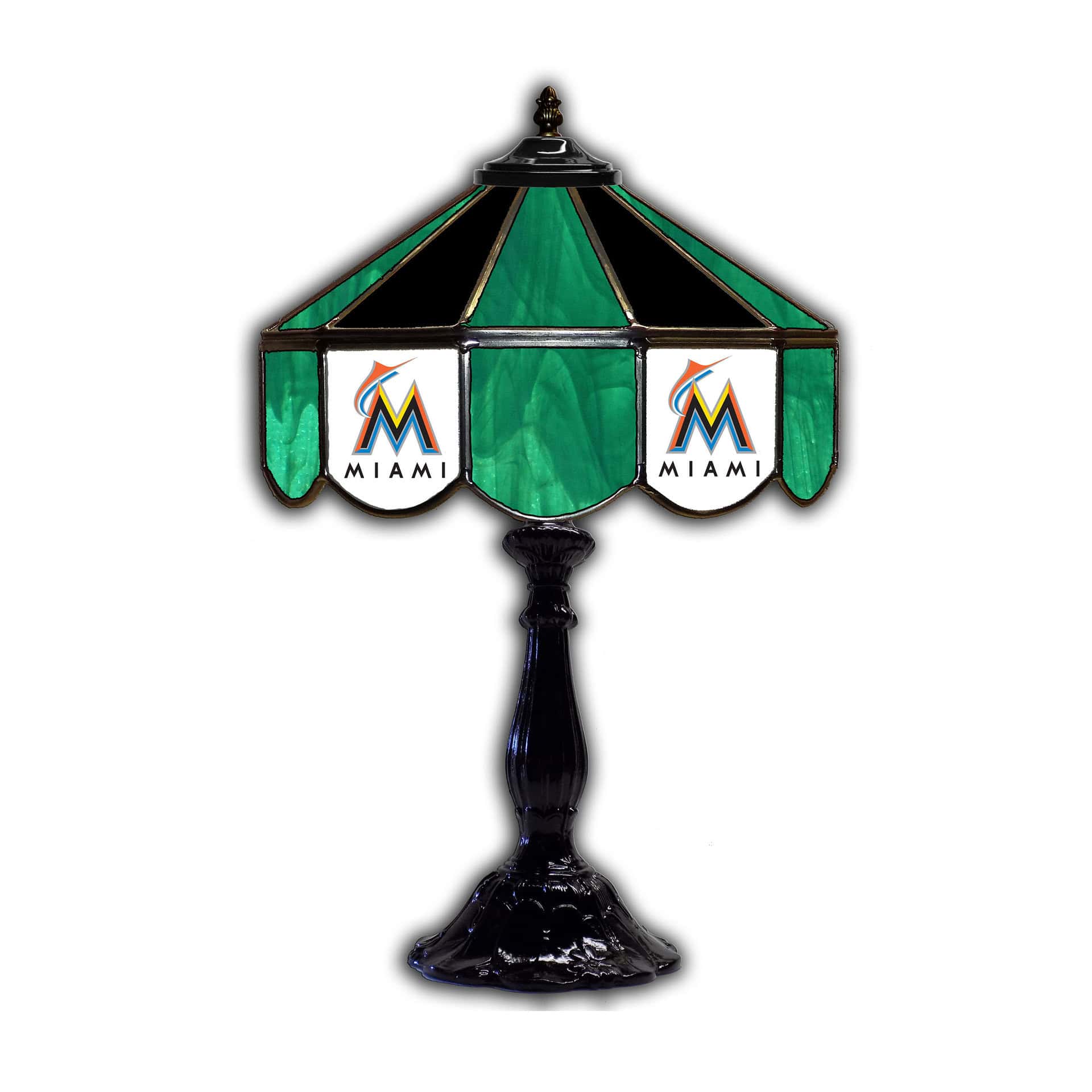 Miami Marlins Tiffany Style 21 Inch Glass Table Lamp 1 Miami Marlins Tiffany Style 21 Inch Glass Table Lamp