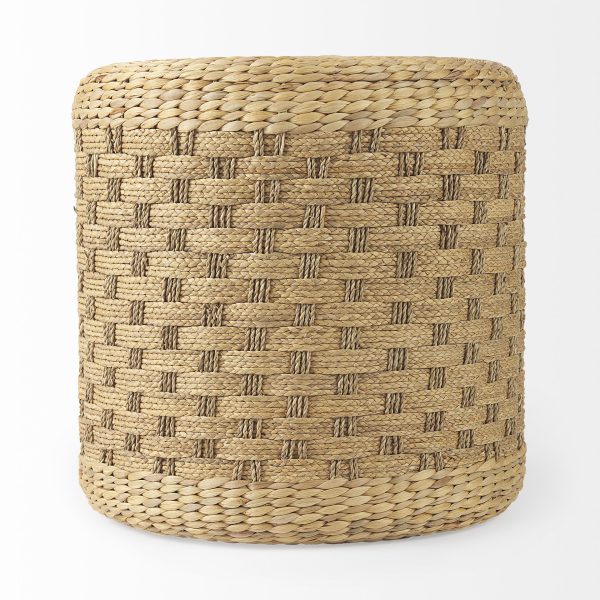 Michelle 17.7L x 17.7W x 17.7H Light Brown Woven Seagrass Round Pouf 1