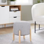 Michelle Contemporary Natural Wood Light Grey Ottoman 9 Michelle Contemporary Natural Wood Light Grey Ottoman