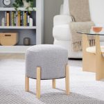 Michelle Contemporary Natural Wood Light Grey Ottoman 8 Michelle Contemporary Natural Wood Light Grey Ottoman