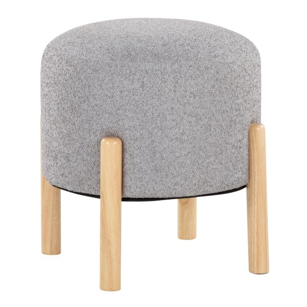 Michelle Contemporary Natural Wood Light Grey Ottoman 3