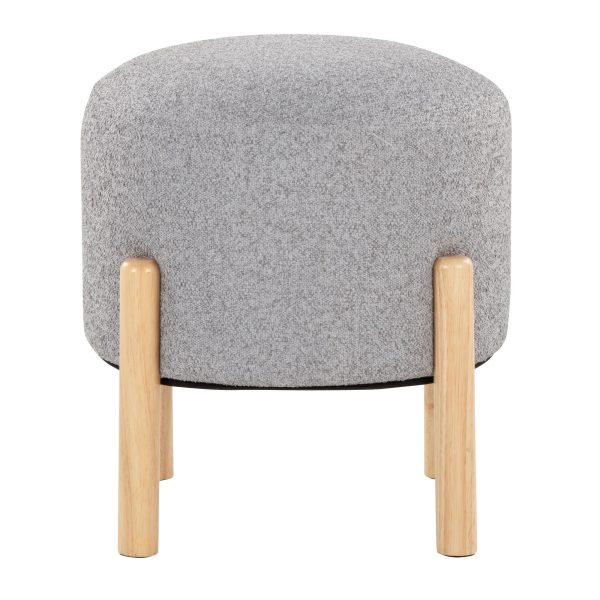 Michelle Contemporary Natural Wood Light Grey Ottoman 4
