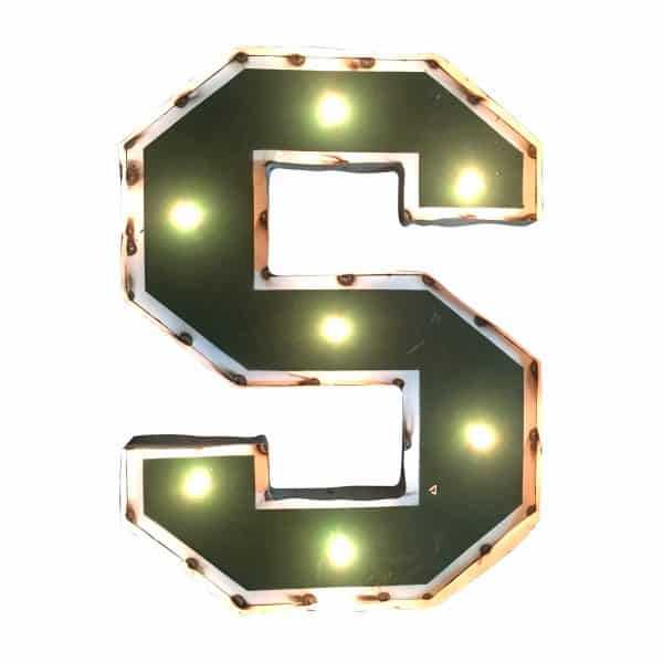 Michigan State inchS inch Logo Lighted Recycled Metal Sign 2