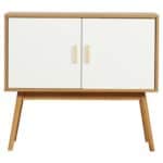 Mid-Century Modern Wood Console Table with Storage Cabinet