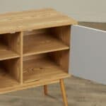 Mid-Century Modern Wood Console Table with Storage Cabinet