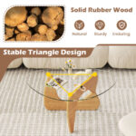 Mid-Century Triangle Coffee Table with Tempered Glass and Adjustable Base