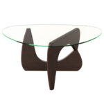 Mid-Century Triangle Coffee Table with Tempered Glass and Adjustable Base