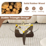 Mid-Century Triangle Coffee Table with Tempered Glass and Adjustable Base