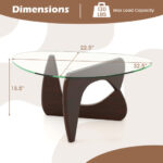 Mid-Century Triangle Coffee Table with Tempered Glass and Adjustable Base