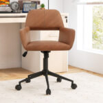 Retro Brown Faux Leather Office Chair with Adjustable Height