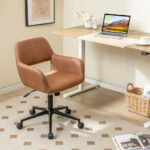 Retro Brown Faux Leather Office Chair with Adjustable Height