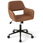Retro Brown Faux Leather Office Chair with Adjustable Height