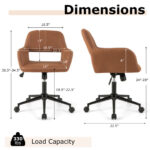 Retro Brown Faux Leather Office Chair with Adjustable Height