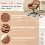 Retro Brown Faux Leather Office Chair with Adjustable Height
